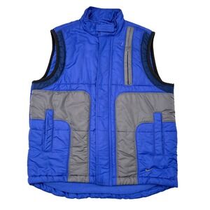 Vintage Y2K Nike Vest Youth Size Medium Blue Paneled Puffer White Tag Outerwear